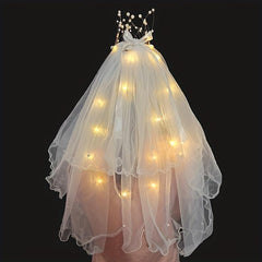 Glowing Veil Celebrity Artificial Flowers With Lights Fairy Double Bow Lights
