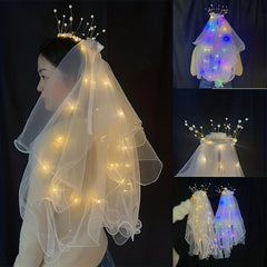 Glowing Veil Celebrity Artificial Flowers With Lights Fairy Double Bow Lights