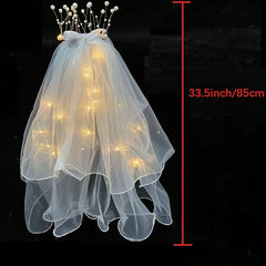 Glowing Veil Celebrity Artificial Flowers With Lights Fairy Double Bow Lights