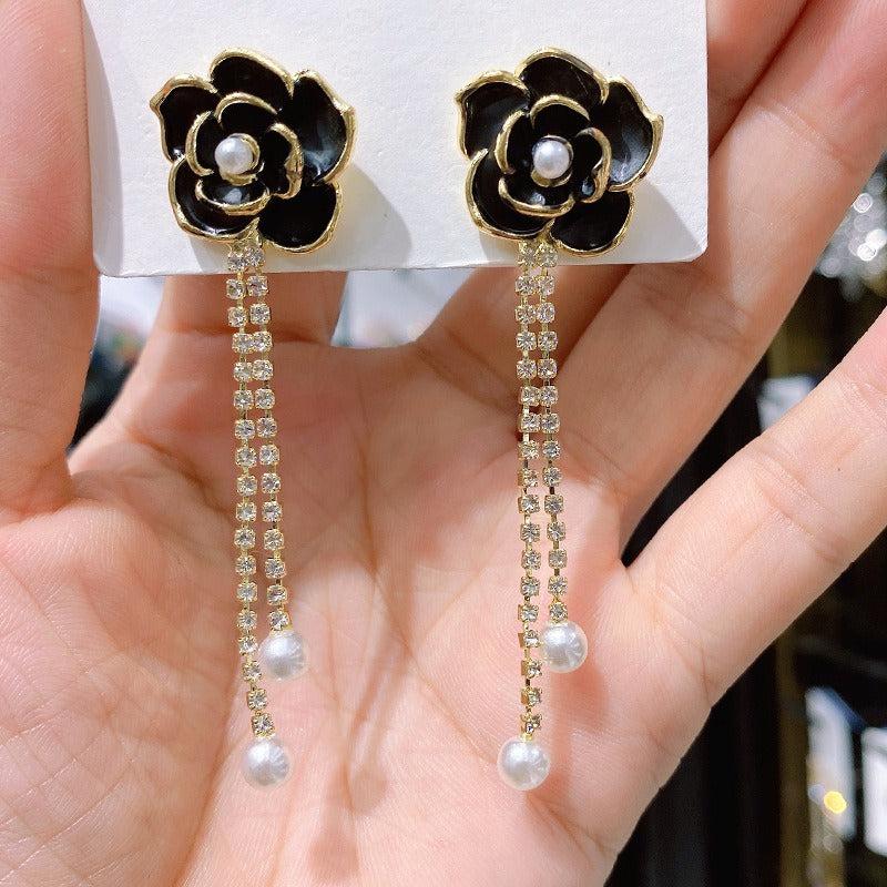 Camellia Flower Tassel Earrings Sweet Earrings