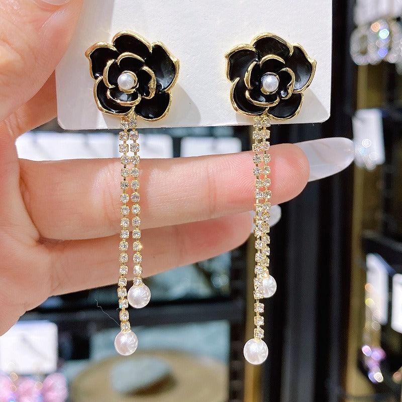 Camellia Flower Tassel Earrings Sweet Earrings