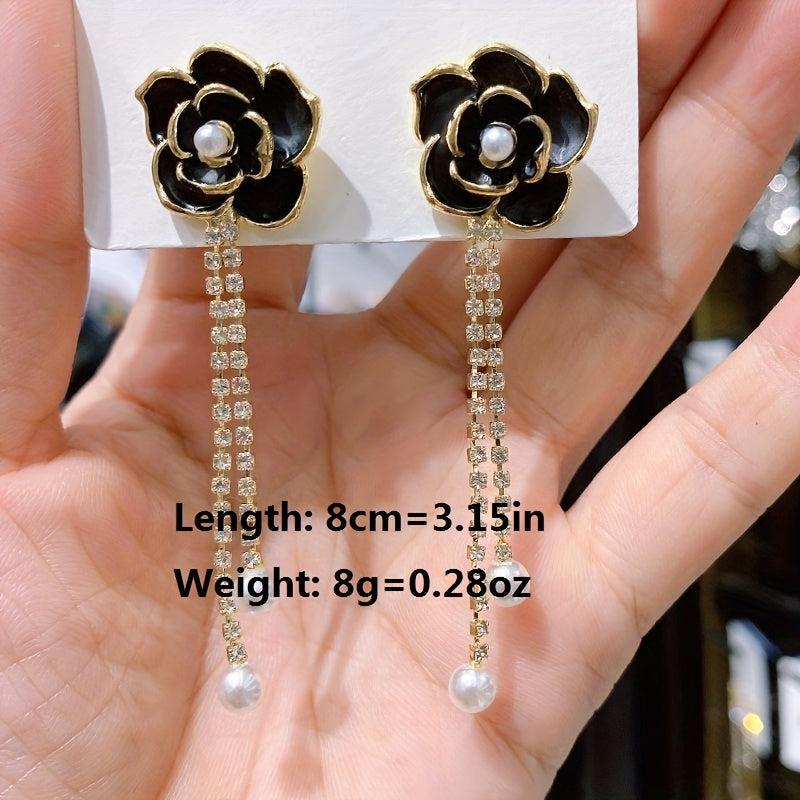Camellia Flower Tassel Earrings Sweet Earrings