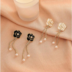 Camellia Flower Tassel Earrings Sweet Earrings