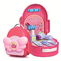 Kids Mini Backpack Toy Hair Dryer Makeup Set