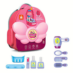 Kids Mini Backpack Toy Hair Dryer Makeup Set