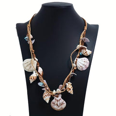 Boho Style Shell Necklace Pendant Starfish Conch Tassel Women's Necklace