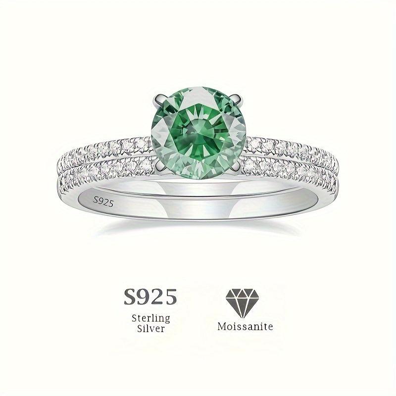 S925 Round Cut Moissanite Ring Set for Wedding