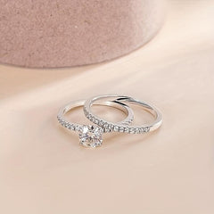 S925 Round Cut Moissanite Ring Set for Wedding