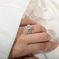 S925 Round Cut Moissanite Ring Set for Wedding