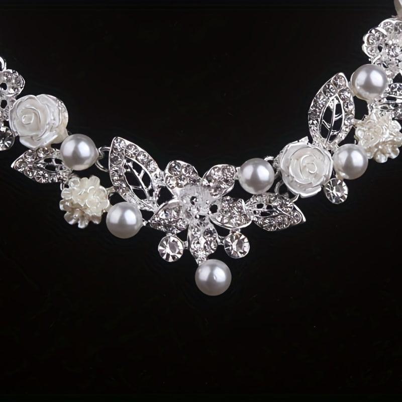 Bridal Set Chain Wedding Necklace Earrings Set Wedding Dress Jewelry