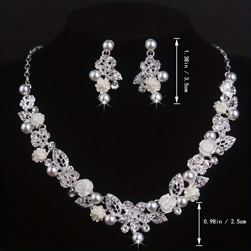 Bridal Set Chain Wedding Necklace Earrings Set Wedding Dress Jewelry