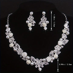Bridal Set Chain Wedding Necklace Earrings Set Wedding Dress Jewelry