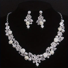 Bridal Set Chain Wedding Necklace Earrings Set Wedding Dress Jewelry