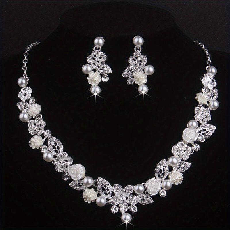 Bridal Set Chain Wedding Necklace Earrings Set Wedding Dress Jewelry