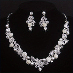 Bridal Set Chain Wedding Necklace Earrings Set Wedding Dress Jewelry
