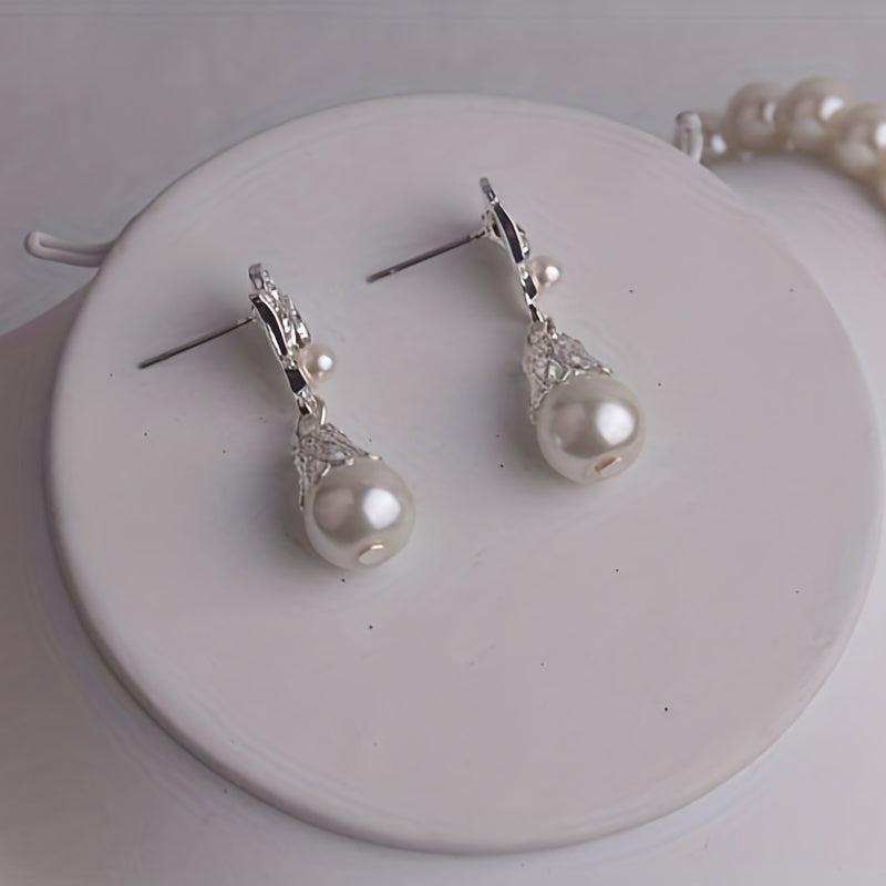 Bridal Jewelry Set Beads Rhinestone Necklace Earrings Stage Performance Chain
