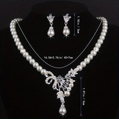Bridal Jewelry Set Beads Rhinestone Necklace Earrings Stage Performance Chain