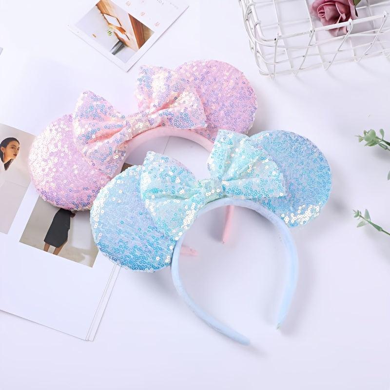Sparkling Large Mouse Ears Headband Big Bow Hairband Ladies Party Head Band