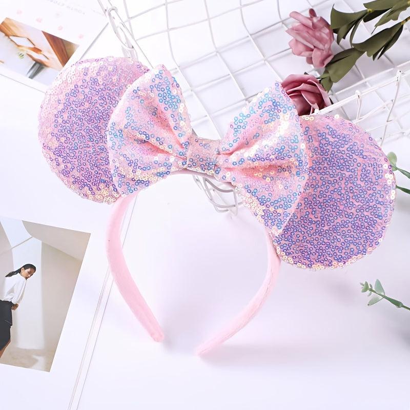 Sparkling Large Mouse Ears Headband Big Bow Hairband Ladies Party Head Band