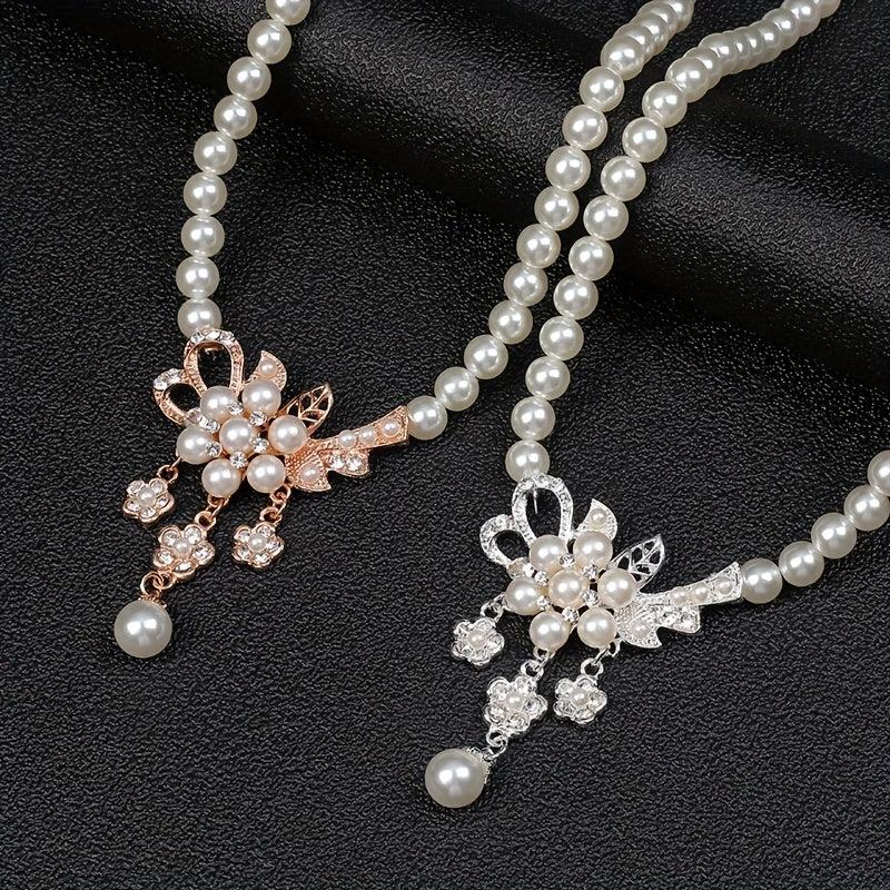 Candy Series Pearl Flower Necklace And Earring Set Wedding Jewelry