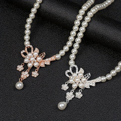 Candy Series Pearl Flower Necklace And Earring Set Wedding Jewelry