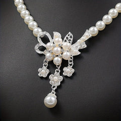 Candy Series Pearl Flower Necklace And Earring Set Wedding Jewelry