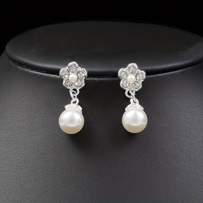 Candy Series Pearl Flower Necklace And Earring Set Wedding Jewelry