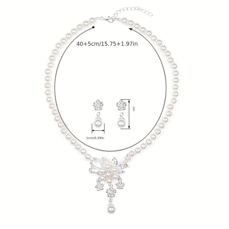 Candy Series Pearl Flower Necklace And Earring Set Wedding Jewelry