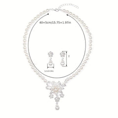 Candy Series Pearl Flower Necklace And Earring Set Wedding Jewelry
