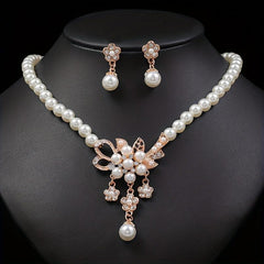 Candy Series Pearl Flower Necklace And Earring Set Wedding Jewelry