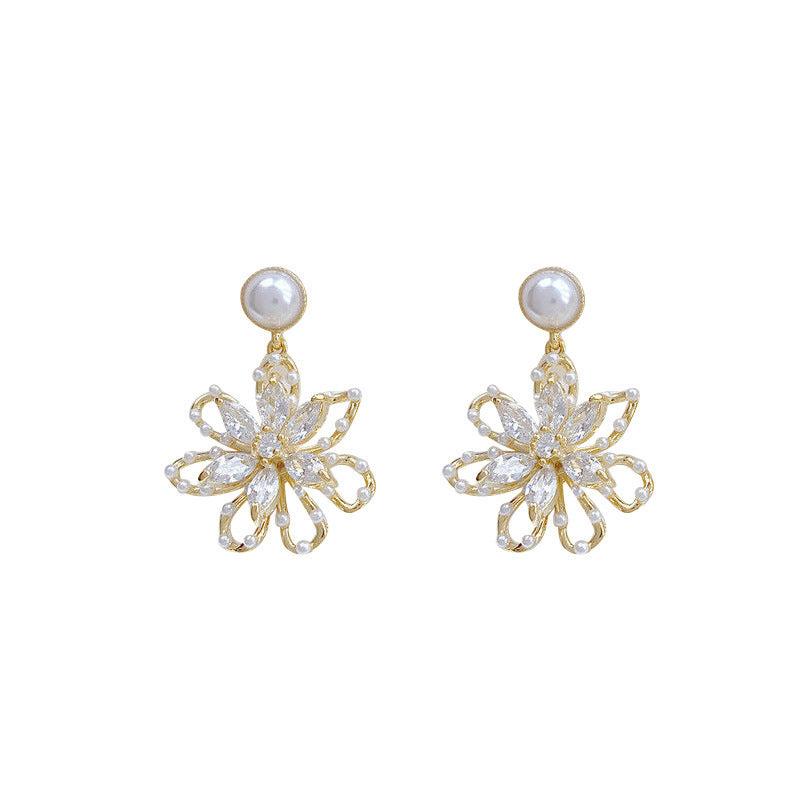 Pearl Flower Drop Earrings for Women