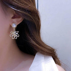 Pearl Flower Drop Earrings for Women