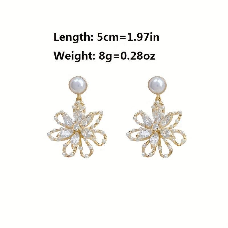 Pearl Flower Drop Earrings for Women