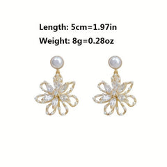 Pearl Flower Drop Earrings for Women