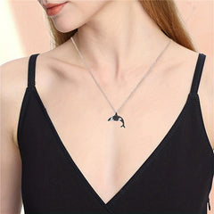 Rhinestone Killer Whale Pendant Necklace for Women