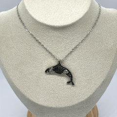 Rhinestone Killer Whale Pendant Necklace for Women