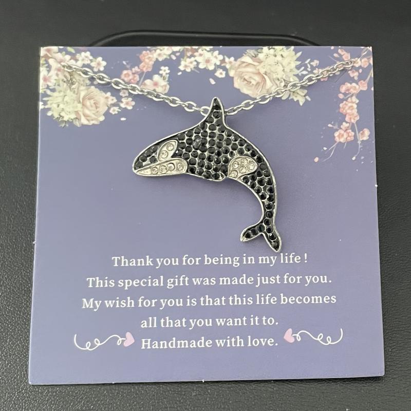 Rhinestone Killer Whale Pendant Necklace for Women