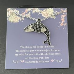 Rhinestone Killer Whale Pendant Necklace for Women