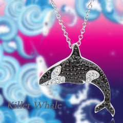 Rhinestone Killer Whale Pendant Necklace for Women
