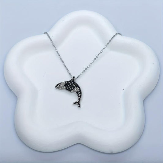 Rhinestone Killer Whale Pendant Necklace for Women