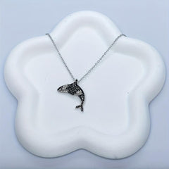 Rhinestone Killer Whale Pendant Necklace for Women