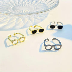 Mini Fidget Glasses Ring Hip Hop Funny Adjustable Couple Finger Ring