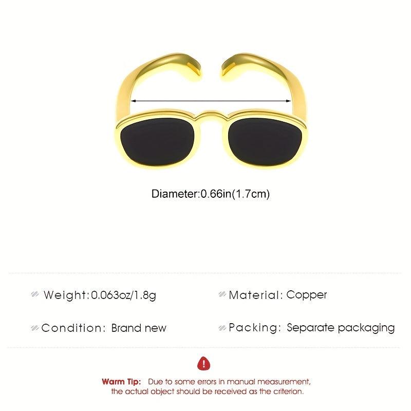 Mini Fidget Glasses Ring Hip Hop Funny Adjustable Couple Finger Ring