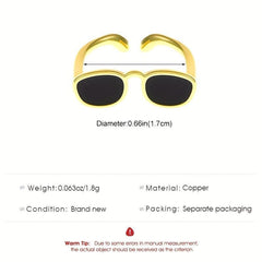 Mini Fidget Glasses Ring Hip Hop Funny Adjustable Couple Finger Ring