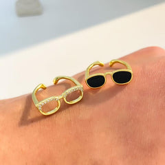 Mini Fidget Glasses Ring Hip Hop Funny Adjustable Couple Finger Ring