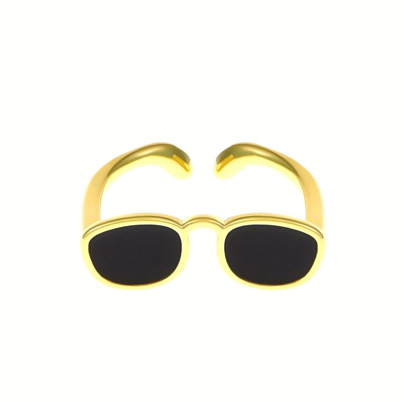 Mini Fidget Glasses Ring Hip Hop Funny Adjustable Couple Finger Ring