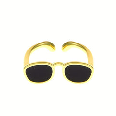 Mini Fidget Glasses Ring Hip Hop Funny Adjustable Couple Finger Ring