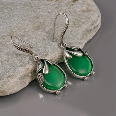 Vintage Water Drop Earrings Synthetic Gems Hook Earrings Anniversary Gift