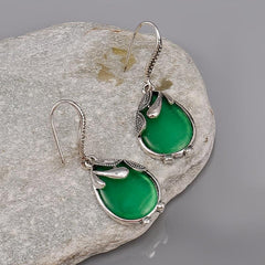 Vintage Water Drop Earrings Synthetic Gems Hook Earrings Anniversary Gift