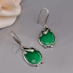 Vintage Water Drop Earrings Synthetic Gems Hook Earrings Anniversary Gift